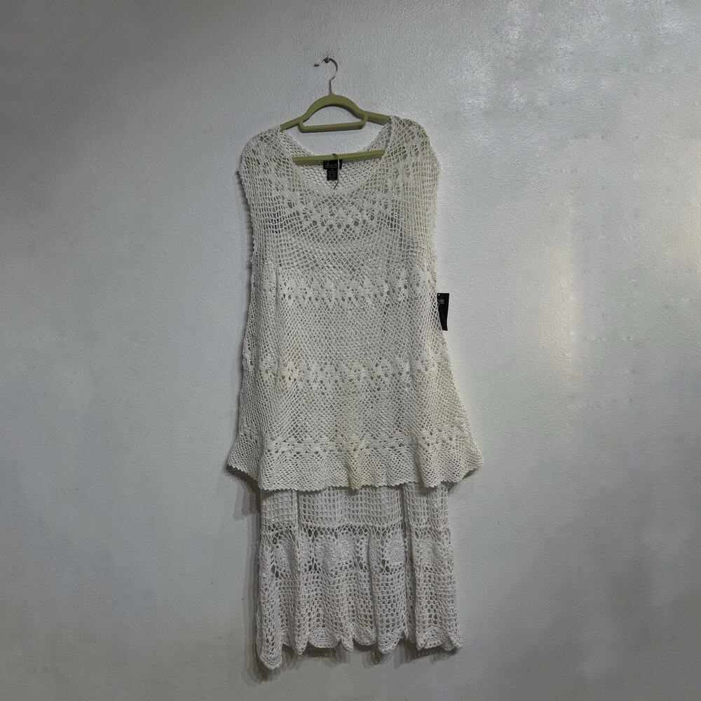 My Collection Woman Crochet 2 Piece Set White Boho Sz 3X NWT
